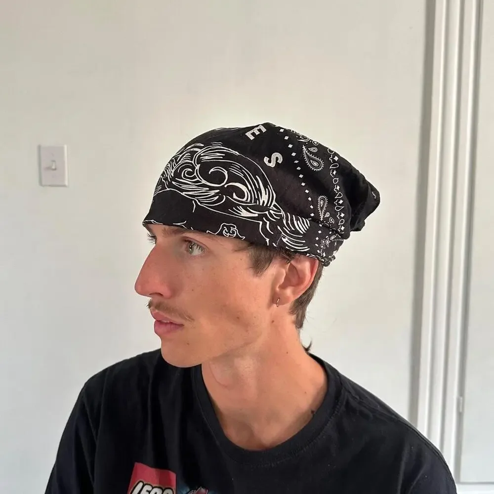 Black Basic Shakey Graves Skull Tattoo Concert Bandana Face Head Wrap